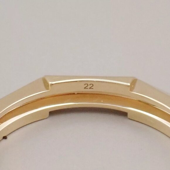 GUCCI Logo Link To Studded Ring Au750 (18K) Size 22 Yellow Gold Italy 25RK868 - Picture 12 of 13